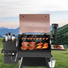 VEVOR Wood Pellet Grill Smoker, 8 in 1 BBQ Grills for Outdoor Cooking, 575 Square Inches Cook Area Electric Grill, 500&deg;F Max Temperature, Black