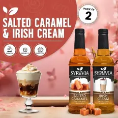 Syruvia Coffee Flavors Variety Pack: Salted Caramel & Irish Cream 25.4 fl oz Syrup