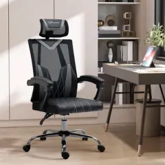 Vinsetto Office Chair Ergonomic Desk Chair with Rotate Headrest, Lumbar Support & Adjustable Height, 360&deg; Swivel Computer Chair