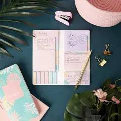 Paper Junkie 2 Pack Self Adhesive Planner Sticky Notes with Tabs, Tropical Design (4 x 8 in)
