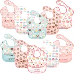Hudson Baby Infant Girl Waterproof Polyester Bibs 10pk, Sweetest Cupcake