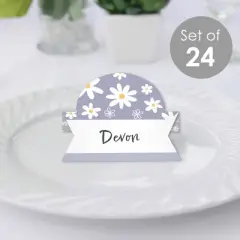 Big Dot of Happiness Purple Daisy Flowers - Floral Party Tent Buffet Card - Table Setting Name Place Cards - Set of 24
