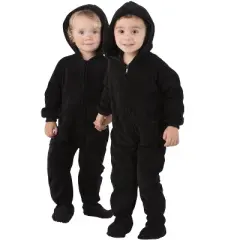 Footed Pajamas - Jet Black Infant Hoodie Chenille Onesie