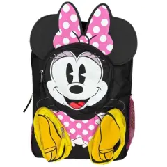 Disney Minnie Mouse Front Body 16" Backpack with 3D 3 Zipper Pockets