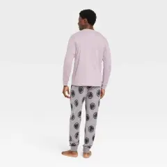 Men's Marvel Wakanda Forever Long Sleeve Sweater Knit Pajama Set - Light Purple/Gray