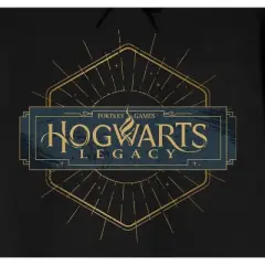 Hogwarts Legacy Hexagon Logo Long Sleeve Men's Black Hooded Sweatshirt