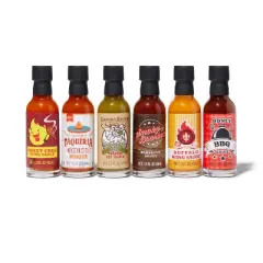 Thoughtfully Gourmet, Street Food Sauces Hot Sauce and BBQ Gift Set, Flavors: Diablo Wings Sauce, Louisiana and More, Vegan and Vegetarian, Set of 6