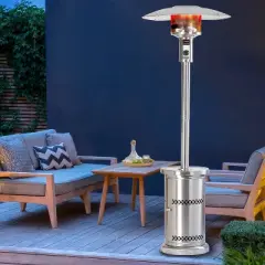 Heatmaxx 48000 BTU Floor Standing Gas Patio Portable Heater Stainless Steel Finish