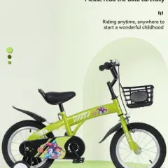 INFURNIC Bicycles 16 Inch Kids Bike with Training Wheels and Adjustable Saddle for Boys and Girls, Green, 43.3"*20.3"*28.9"