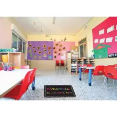 Smart Poly&reg; Welcome Mat with Slip Resistant Backing, 15.5" x 23.5", Chalk Loops Everyone Welcome