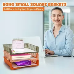 4E's Novelty 6 Pack Stackable Trays for Classroom, Durable Organizer With Classy Colours, Boho Paper Tray for Classroom, Durable Classrooms Paper Tray