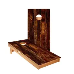 Skips Garage Dark Wood Cornhole Boards - ACA Star Series