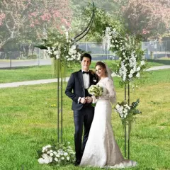 Tangkula Garden Arbor Gothic Style Decorative Metal Garden Arch Outdoor Patio Pergola for Vine Rose Climbing