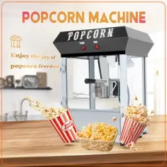 Munora 6-Ounce Bar Style Popcorn Machine - Stainless Steel Popcorn Maker with Warming Deck, Tempered Glass & Accessories, Black