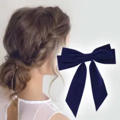 Unique Bargains Elegant Velour Bow Headpiece Hair Clips 1 Pc