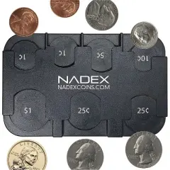 Nadex Coins&trade; Desktop Coin-Sorting Dispenser in Gray