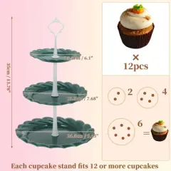 Unique Bargains 3-Layer Round Dessert Cupcake Stand with Tiered Serving Tray for Pastries Donuts and Fruits