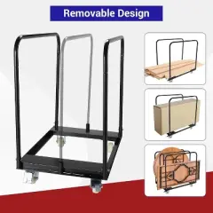 Acekool Steel Drywall Cart, Heavy Duty Panel Truck with 1500 lbs Capacity, 4 Silent Wheels, Platform Utility Cart for Panels, Lumber, Tables