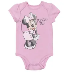 Disney Minnie Mouse Baby Girls Bodysuit Pants Bib and Hat 4 Piece Outfit Set Newborn to Infant