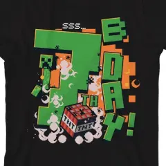 Minecraft 7th B Day Boy's Black Crew Neck Short Sleeve T-shirt