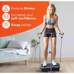 Vibration Plate Exercise Machine with Waist-Level Handlebar & Magnetic Acupoints (Dark Gray)