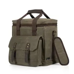 Legacy Weekender 6 Bottle Insulated Wine Bag Khaki Green with Brown Accents