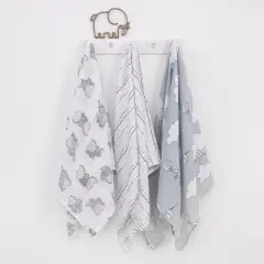 NoJo Disney Dumbo Gray and White 3 Piece Muslin Swaddle Baby Blanket Set