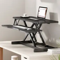 Standing Desk Converter Dual Tier with Adjustable Height Metal Frame for Dual Monitors 32in -3irtyhousy