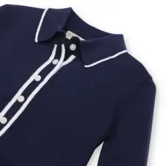 Hope & Henry Girls' Long Sleeve Sweater Dress with Contrast Tipping, Infant