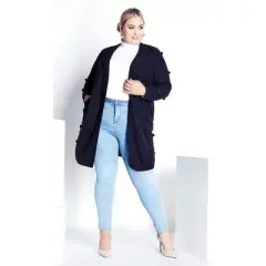Women's Plus Size Mandy Coatigan - navy | EVANS