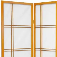 5 ft. Tall Double Cross Shoji Screen - Honey (6 Panels) - Oriental Furniture