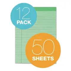 Tops Prism Plus Colored Legal Pads 8 1/2 x 11 3/4 Green 50 Sheets Dozen 63190