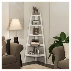 63" x 26.5" Five-Tier Pyramid Corner Ladder Shelf - Danya B.