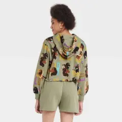 Women's Afro Unicorn Fierce Graphic Cropped Sweatshirt - Green