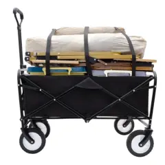 DSVIMOY Collapsible Foldable Wagon Cart, Wagon Grocery Cart for Camping Shopping Sports, Black, 35.04"*21.65"*38.98"