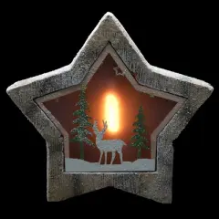 Northlight LED Lighted Star with Reindeer in the Woods Scene Christmas Decoration - 13.25"