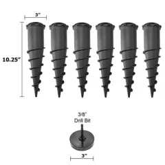 Ground Spike Anchor Kit &ndash; 6-Pack with Drill Chuck