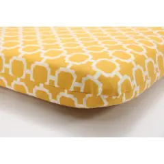 2pc Rounded Corners Outdoor Seat Pads Yellow/White Geometric - Pillow Perfect