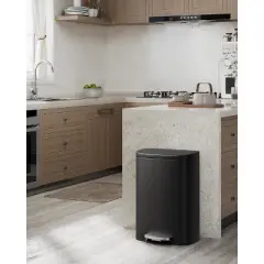 13 Gal & 2.6 Gal Stainless Steel Trash Can Combo Set, Rustproof Step-on Garbage Can with Lid, Inner Bucket, Rear Handle,for Kitchen Bathroom