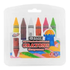 BAZIC Products&reg; Double-Ended Premium Super Jumbo Crayons, 12 Colors, 6 Per Pack, 12 Packs