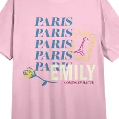 Emily in Paris Women's Pink Short Sleeve Crew Neck Sleep Shirt