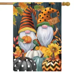 Fall Gnomes Humor House Flag Autumn Patterned Pumpkins 28" x 40" Briarwood Lane