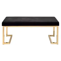 Astonishing Bench Black Fabric/Gold - Benzara