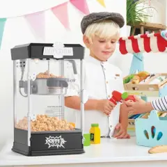 VEVOR Popcorn Maker, 480W Popcorn Popper Machine, 4 Oz Kettle Makes 1.5 Gallon per Batch, Tabletop Popcorn Maker, Includes 3 Scoops, Black