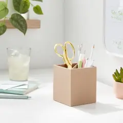 Canvas Pencil Cup Light Brown- Brightroom&trade;: Desk Organizer, Office Supplies, Polyester Canvas, 4.25" Height,