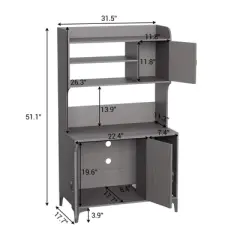 COZONY 51" Cat Litter Box Enclosure with 4 Shelves & Storage Cabinet &mdash; Wooden Hidden Cat House Furniture with Scratch Pad for Indoor Washroom