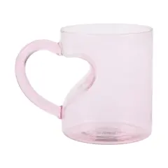Bioworld Heart Transparent Pink Glass Mug