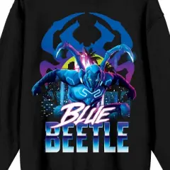 Blue Beetle Superhero & Logo Crew Neck Long Sleeve Black Adult Sweatshirt