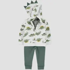 Carter's Just One You&reg; Baby Boys' 3pc French Terry Dinosaur Sweatshirt, Short Sleeve Bodysuit & Pants Set - Green