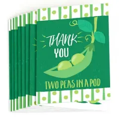 Big Dot of Happiness Double the Fun - Twins Two Peas in a Pod - Baby Shower or First Birthday Party Thank You Cards (8 count)